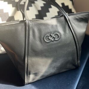 Elegant Black Leather Tote Bag